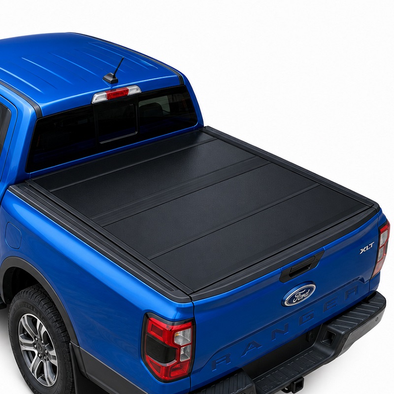 Penutup Tonneau Lipat Empat Keras Profil Rendah untuk Ford Ranger